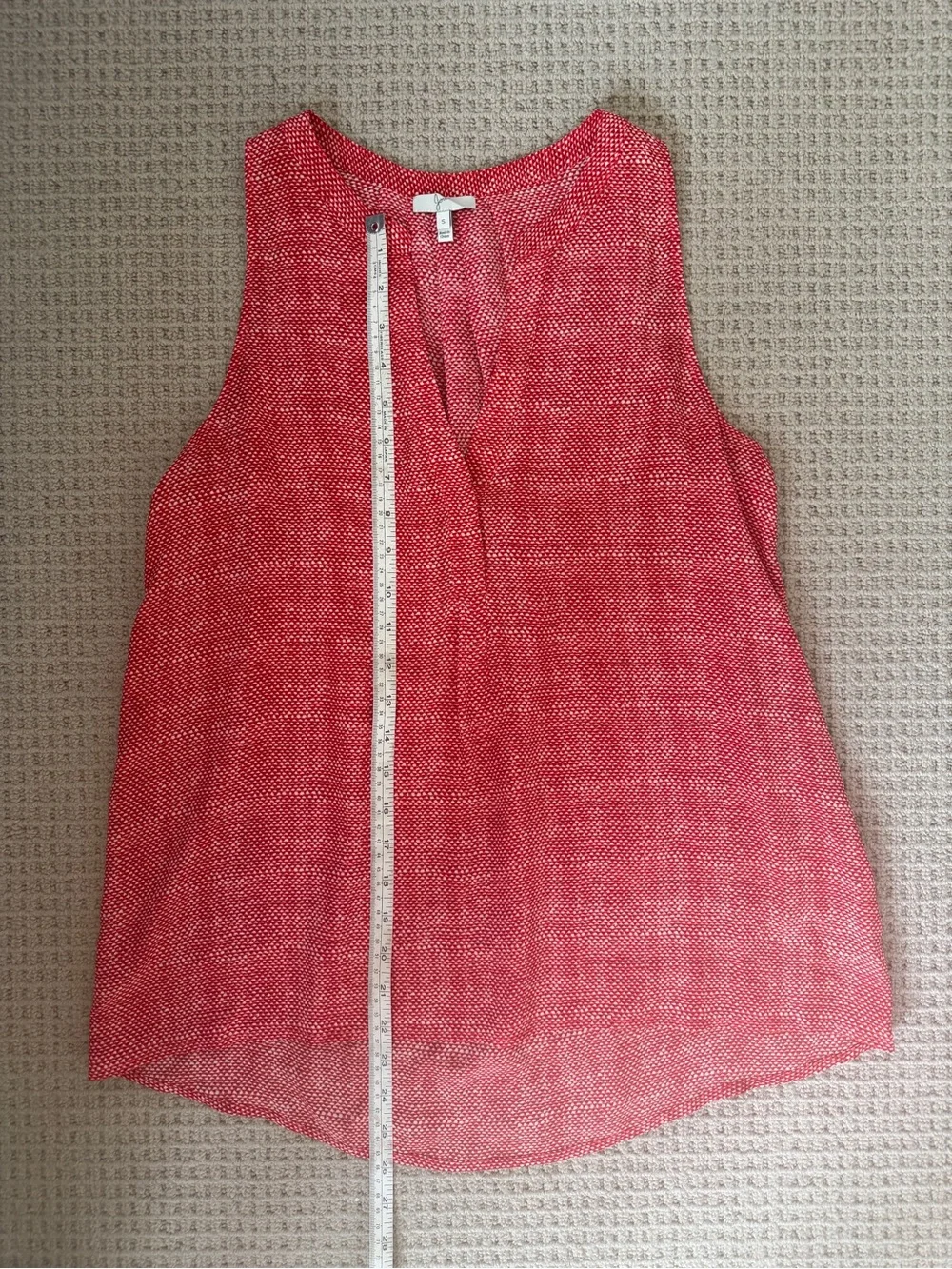 Joie Red 100% Silk Split-Neck Textured Camisole | Size S - Picture 7 of 7